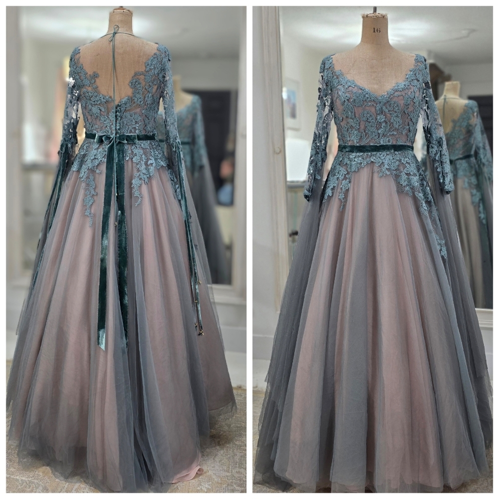Custom Sage Green Wedding Dress - Picture 6 of 6